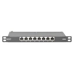 DIGITUS DN-91608S-SL-EA CAT6A 8port 10" 0,5U fekete árnyékolt Patch Panel