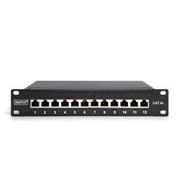 DIGITUS DN-91612S-EA CAT6A 8port 10" 1U fekete árnyékolt Patch Panel