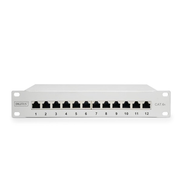 DIGITUS DN-91612S-EA-G CAT6A 8port 10" 1U szürke árnyékolt Patch Panel