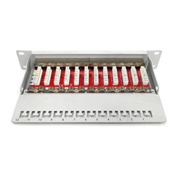 DIGITUS DN-91612S-EA-G CAT6A 8port 10" 1U szürke árnyékolt Patch Panel