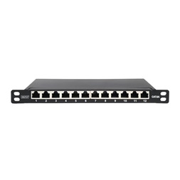 DIGITUS DN-91612S-SL-EA CAT6A 12port 10" 0,5U fekete árnyékolt Patch Panel