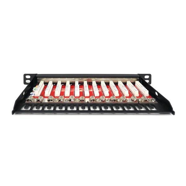 DIGITUS DN-91612S-SL-EA CAT6A 12port 10" 0,5U fekete árnyékolt Patch Panel