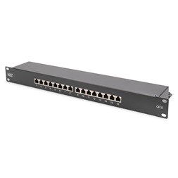 DIGITUS DN-91616S-B CAT6 16port 19" 1U fekete árnyékolt Patch Panel