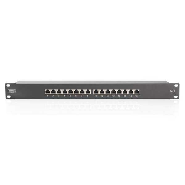 DIGITUS DN-91616S-B CAT6 16port 19" 1U fekete árnyékolt Patch Panel