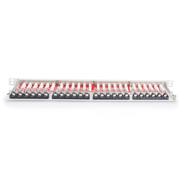 DIGITUS DN-91624S-SL-EA-G CAT6A 24port 19" 0,5U fekete árnyékolt Patch Panel