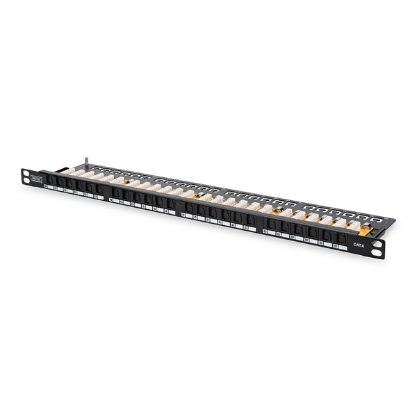 DIGITUS DN-91624U-SL-SH CAT6 24port 19" 0,5U fekete árnyékolatlan Patch Panel