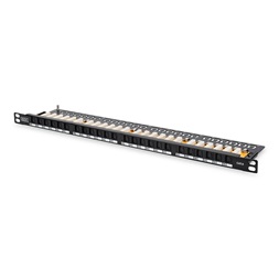 DIGITUS DN-91624U-SL-SH CAT6 24port 19" 0,5U fekete árnyékolatlan Patch Panel