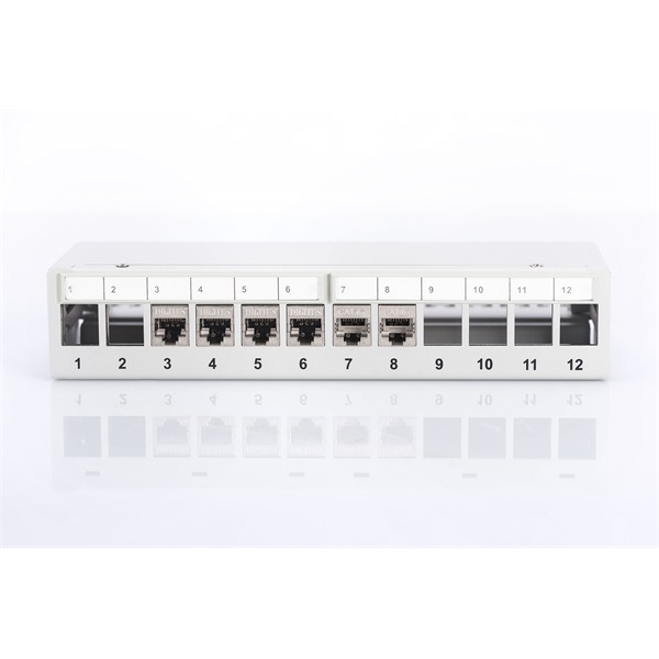 DIGITUS DN-93706 12port 10" 1U szürke moduláris üres árnyékolt Patch Panel