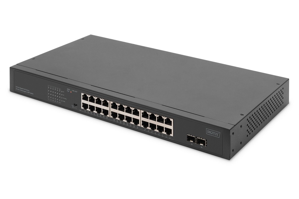 DIGITUS DN-95348-2 16x GbE Lan port 2x SFP port PoE 370W nem menedzselhető switch
