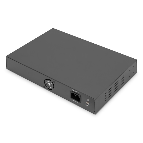 DIGITUS DN-95355 1U 19" 16x 10/100Mbps FE 1x GbE 1x GbE Combo Lan port 1x SFP port PoE 185W nem menedzselhető switch
