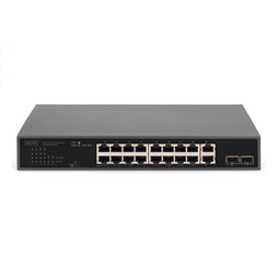 DIGITUS DN-95358 1U 19" 16+2x GbE Lan port 2x SFP port PoE 185W nem menedzselhető switch