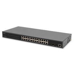 DIGITUS DN-95359 24x GbE Lan port 2x SFP port PoE 430W menedzselhető switch