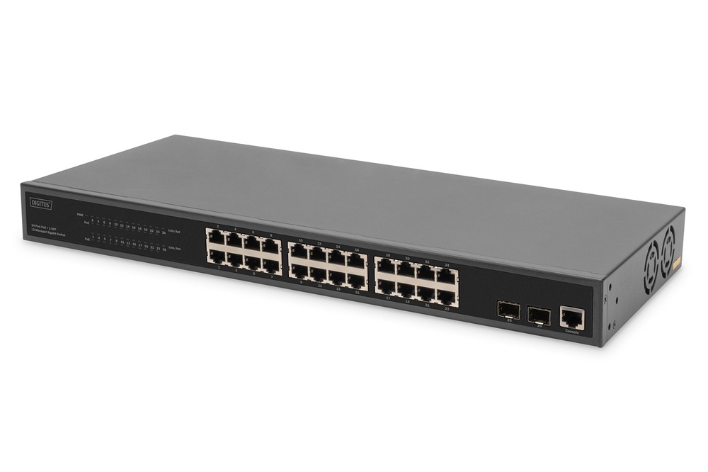 DIGITUS DN-95359 24x GbE Lan port 2x SFP port PoE 430W menedzselhető switch