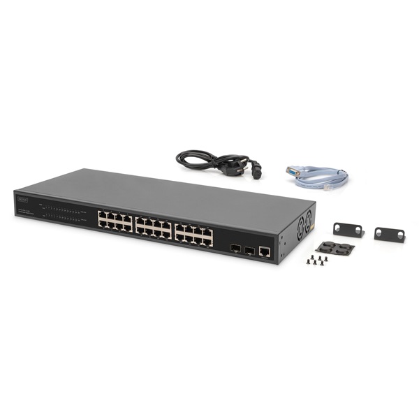 DIGITUS DN-95359 24x GbE Lan port 2x SFP port PoE 430W menedzselhető switch