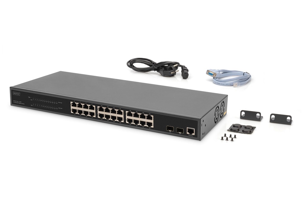 DIGITUS DN-95359 24x GbE Lan port 2x SFP port PoE 430W menedzselhető switch