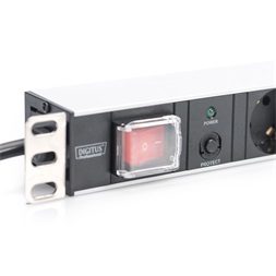 DIGITUS DN-95403 19" 1U PDU 250V 16A 7xCEE7/3 aljzat CEE7/7 csatlakozó kapcsolóval 2M elosztósor