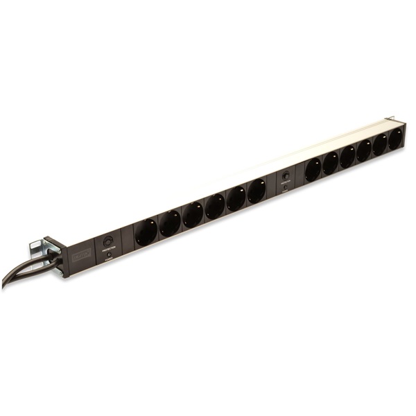 DIGITUS DN-95405 0U PDU függőleges 250V 2x16A 12xCEE7/3 aljzat CEE7/7 csatlakozó 2M elosztósor
