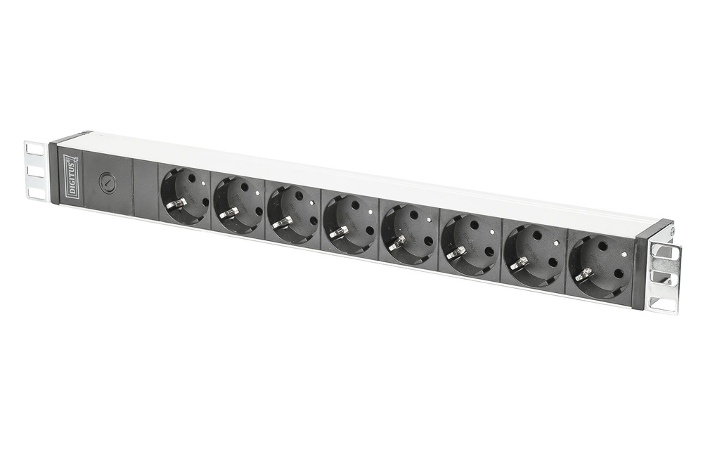 DIGITUS DN-95410 19" 1U PDU 250V 10A 8xCEE 7/3 aljzat IEC C14 csatlakozó 2M elosztósor