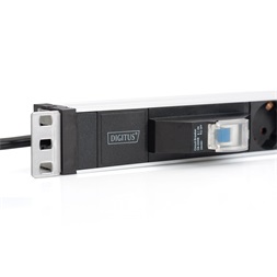 DIGITUS DN-95417 19" 1U PDU 250V 16A 6xCEE 7/3 aljzat CEE7/7 csatlakozó megszakítóval 2M elosztósor