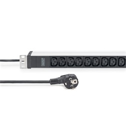 DIGITUS DN-95426 19" 1U PDU 250V 16A 12xIEC C13 aljzat CEE7/7 csatlakozó 2M elosztósor