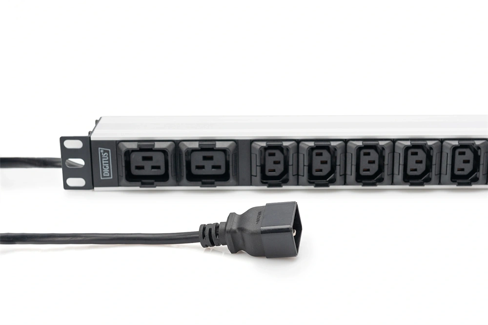 DIGITUS DN-95427 19" 1U PDU 230V 16A 8xIEC C13 2xC19 aljzat IEC C20 csatlakozó 2M elosztósor