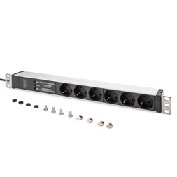 DIGITUS DN-95432 19" 1U PDU 230V 16A 6xCEE 7/3 aljzat CEE7/7 csatlakozó túlfeszültség védelemmel 2M elosztósor