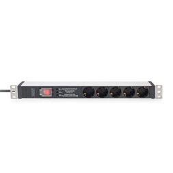 DIGITUS DN-95433 19" 1U PDU 230V 16A 5xCEE 7/3 aljzat CEE7/7 csatlakozó túlfeszültség védelemmel 2M elosztósor