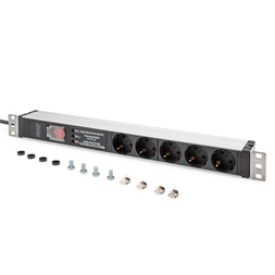 DIGITUS DN-95433 19" 1U PDU 230V 16A 5xCEE 7/3 aljzat CEE7/7 csatlakozó túlfeszültség védelemmel 2M elosztósor