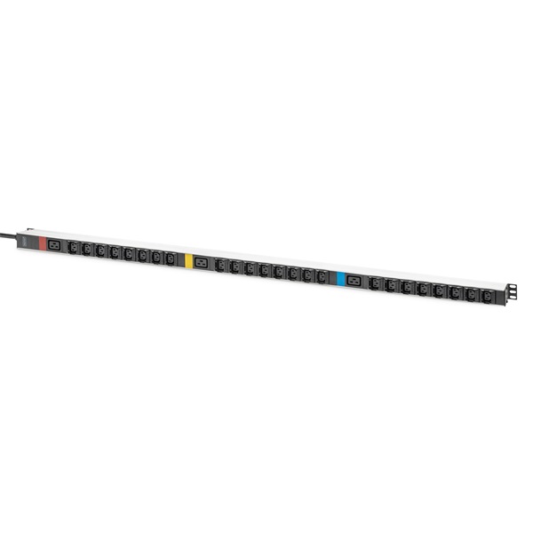DIGITUS DN-95452  0U PDU függőleges 3 fázisú 250V 16A 24xC13 3xC19 aljzat IEC 60309 ipari csatlakozó 3M elosztósor