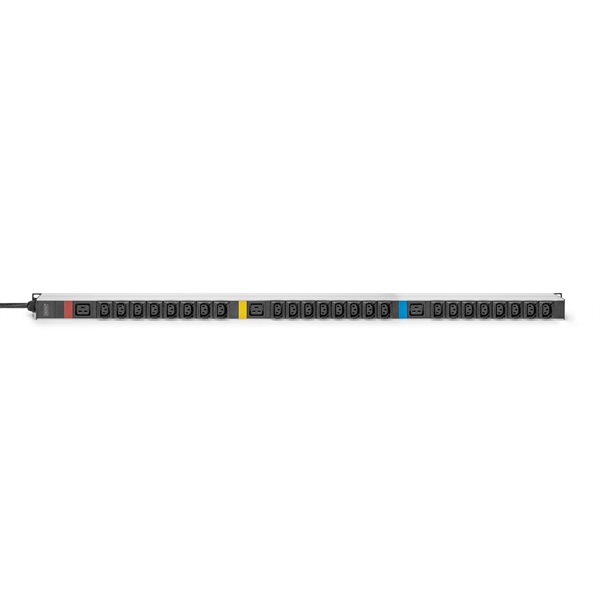DIGITUS DN-95452  0U PDU függőleges 3 fázisú 250V 16A 24xC13 3xC19 aljzat IEC 60309 ipari csatlakozó 3M elosztósor