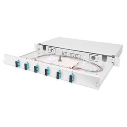 DIGITUS DN-96320/3 1U 6xSC duplex OM3 toldóval pigtaillel és kötőkazettával szerelt optikai rendező