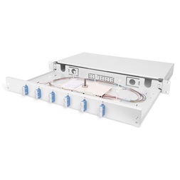 DIGITUS DN-96320/9 19" 1U 6x SC/UPC duplex monomódusú OS2 komplet optikai patch panel