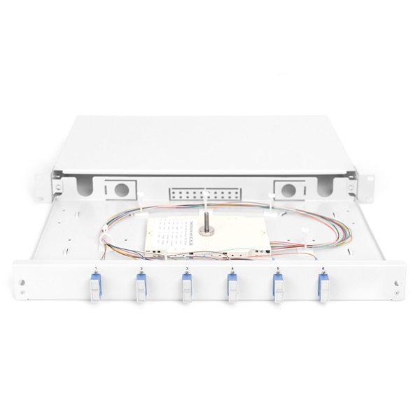 DIGITUS DN-96320/9 19" 1U 6x SC/UPC duplex monomódusú OS2 komplet optikai patch panel