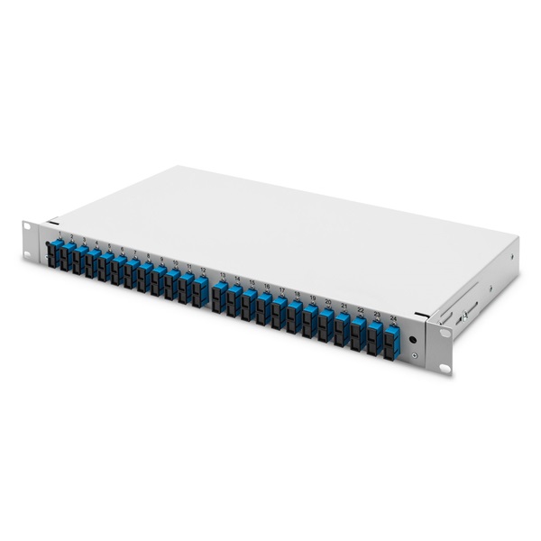 DIGITUS DN-96322/9 19" 1U 24x SC/UPC duplex monomódusú OS2 komplet optikai patch panel