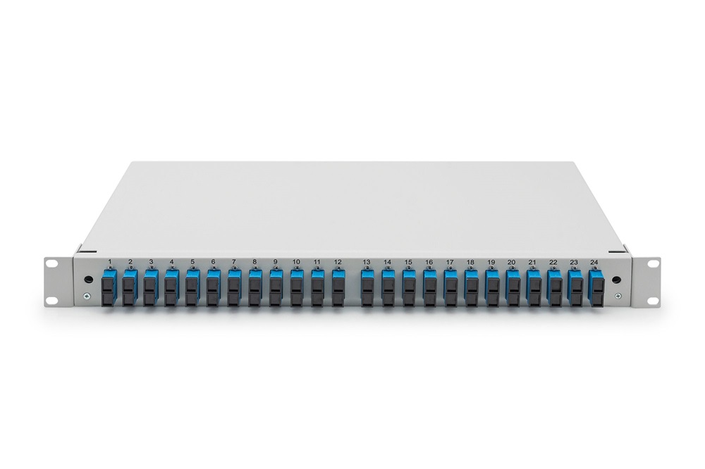 DIGITUS DN-96322/9 19" 1U 24x SC/UPC duplex monomódusú OS2 komplet optikai patch panel