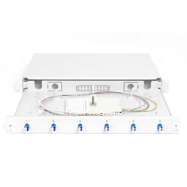 DIGITUS DN-96330/9 1U 6xLC duplex OS2 toldóval pigtaillel és kötőkazettával szerelt optikai rendező