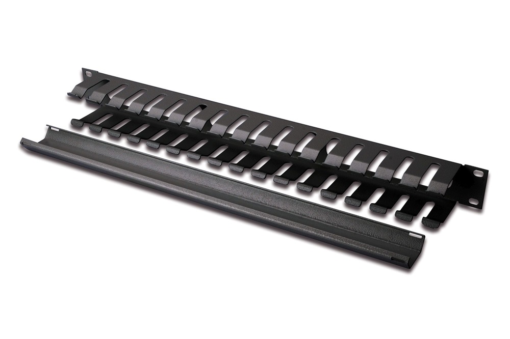 DIGITUS DN-97617 19” 1U fekete csatornás kábelvezető levehető fedéllel