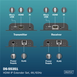 DIGITUS DS-55351 HDMI 4K UHD 60Hz Cat.6 IP 200m extender szett