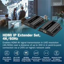 DIGITUS DS-55351 HDMI 4K UHD 60Hz Cat.6 IP 200m extender szett