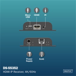 DIGITUS DS-55352 HDMI 4K UHD 60Hz Cat.6 IP 200m extender vevőegység