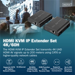 DIGITUS DS-55355 HDMI 4K UHD 60Hz Cat.6 KVM IP 200m extender szett