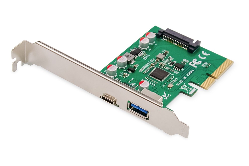 DIGITUS DS-30225 2 port USB 3.1 Type-A/Type-C PCIe hálózati kártya