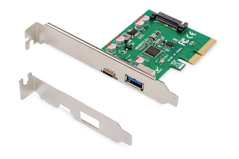 DIGITUS DS-30225 2 port USB 3.1 Type-A/Type-C PCIe hálózati kártya