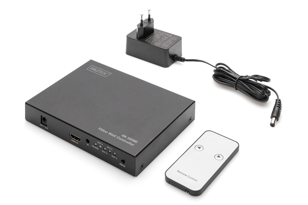 DIGITUS DS-43309 HDMI 2x2 videofal vezérlő fekete 4K/60Hz (4:4:4)