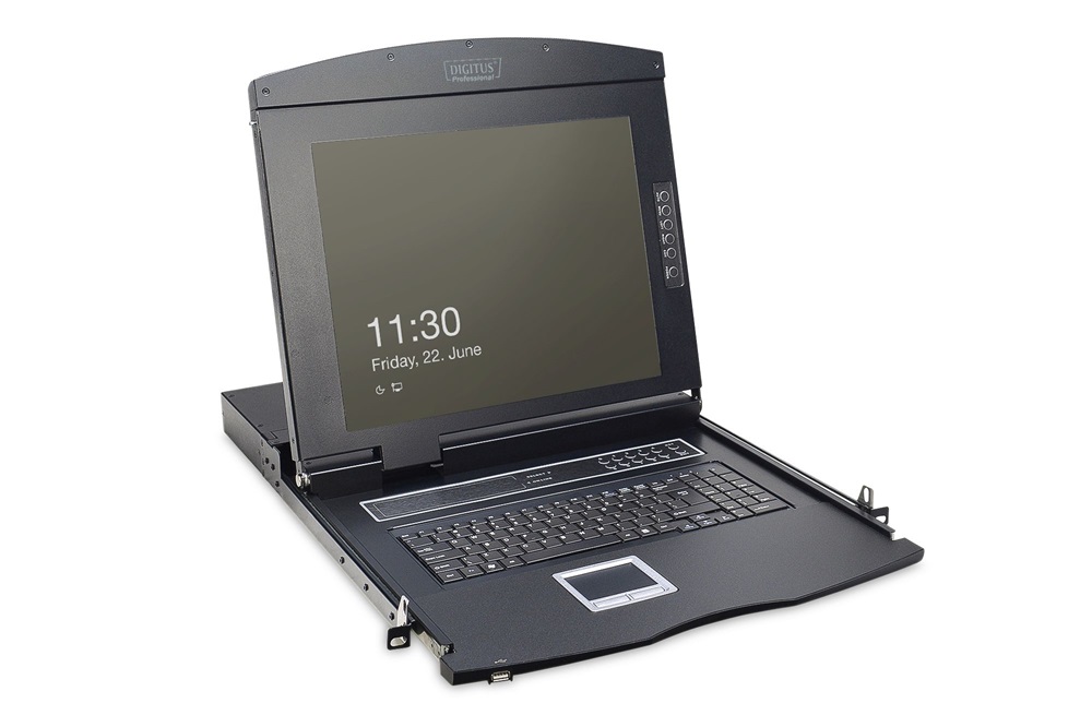 DIGITUS DS-72210-2UK 1U 17" 8xVGA LCD KVM konzol Angol billentyűzettel