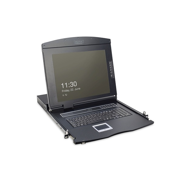 DIGITUS DS-72210-4UK 1U 17" 8xCat.5 LCD KVM konzol Angol billentyűzettel