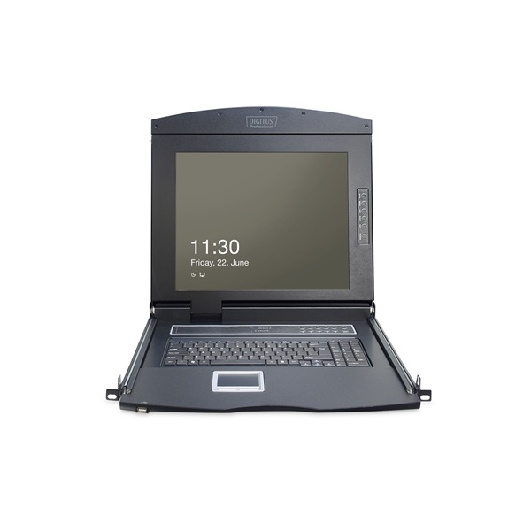 DIGITUS DS-72210-4UK 1U 17" 8xCat.5 LCD KVM konzol Angol billentyűzettel