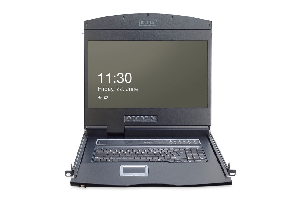 DIGITUS DS-72211-4UK 1U 19" 8xCat.5 LCD KVM konzol Angol billentyűzettel
