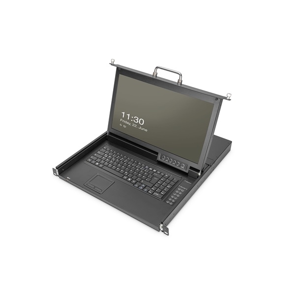 DIGITUS DS-72220-7UK 1U 17" 16xHDMI HD LCD moduláris KVM konzol Angol billentyűzettel touchpaddal