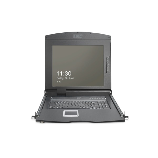 DIGITUS DS-72221-2UK 1U 19" 8xVGA HD LCD moduláris KVM konzol Angol billentyűzettel touchpaddal